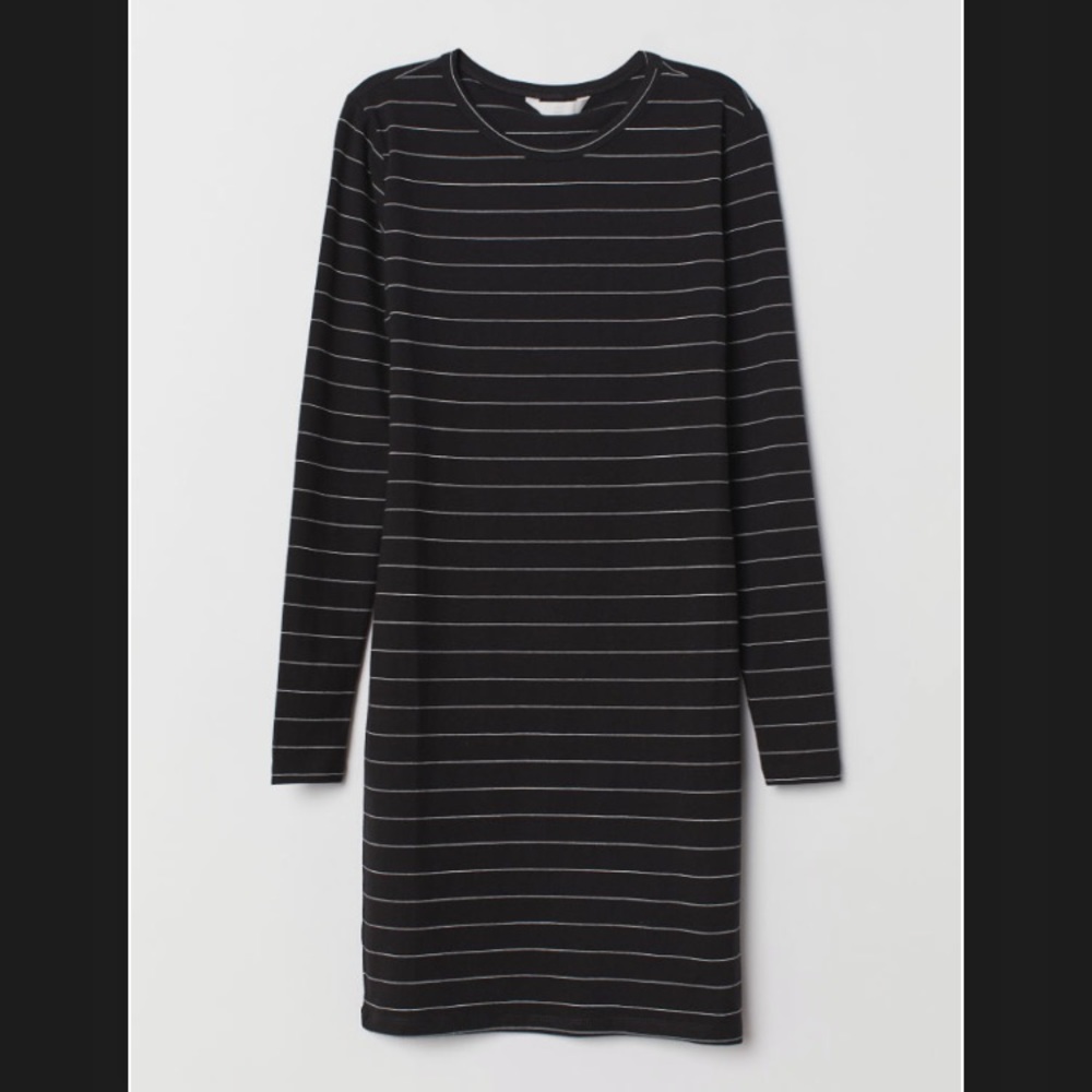 Fitted dress in cotton jersey with long sleeves